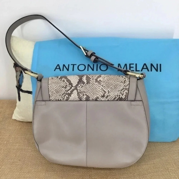 Antonio Milani Leather Reptile Flap Bag - Picture 2 of 10